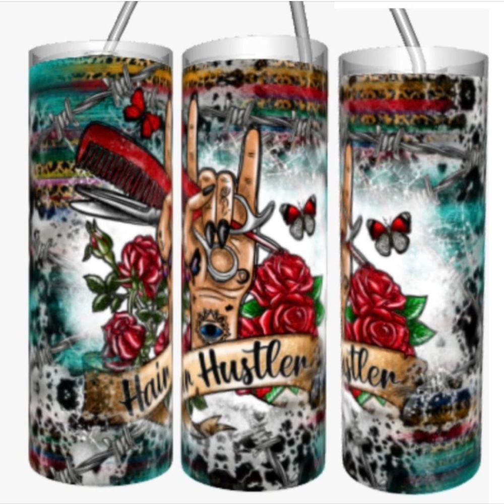 Hair Hustler 20 oz Straight Tumbler with a Straw Included